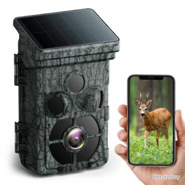 Cam�ra de chasse solaire 4K 42MP WiFi 5000 mAh vision nocturne 0,1 s Vitesse d�clenchement IP66