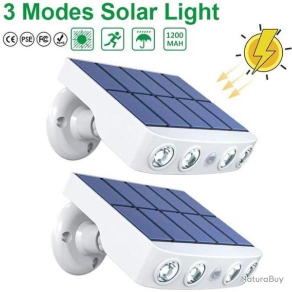 2 X Lampes Solaire Ext�rieur �tanche IPX65 Lumi�re S�curit� D�tecteur de Mouvement Grand Angle 120�