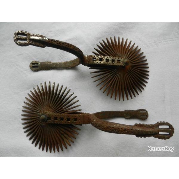 Ancienne paire d'�perons chiliens western Cowboy