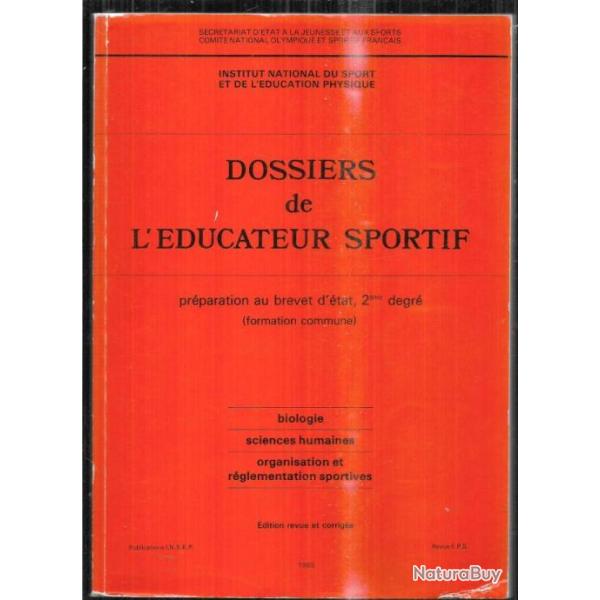 dossiers de l'ducateur sportif prparation au brevet d'tat secrtariat d'tat  la jeunesse