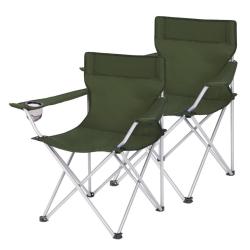 Lot de 2 chaises de camping pliables si&egrave;ges pliantes ext&eacute;rieur confortable avec accoudoirs et porte