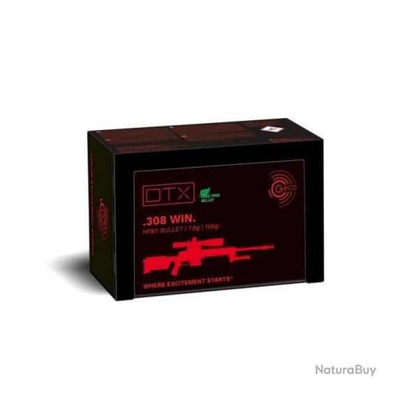 MUNITIONS BALLES GECO CAL.308 WIN DTX OGIVE SANS PLOMB 7G 108GR PAR 150