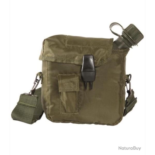 Gourde grande capacit� avec sa housse et sangle de 1.9L verte