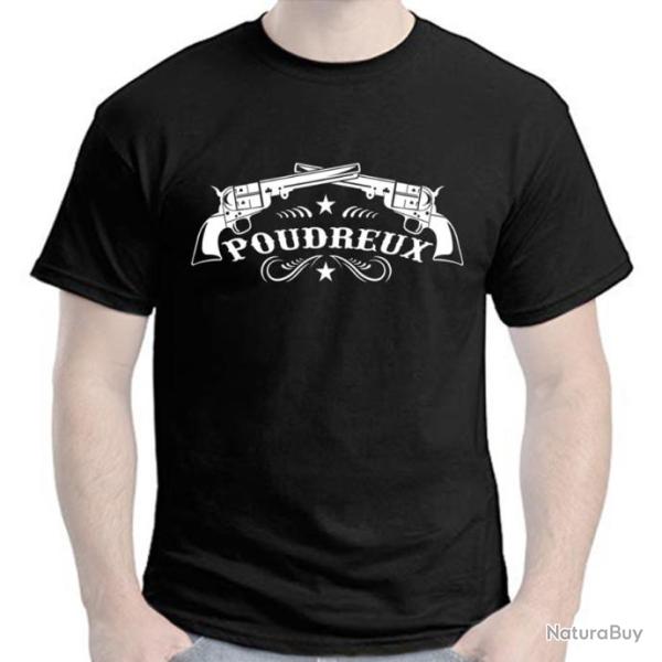 TEE SHIRT - POUDREUX - tir poudre noire Black powder PN Navy Sheriff calibre .44 .36 Remington Colt