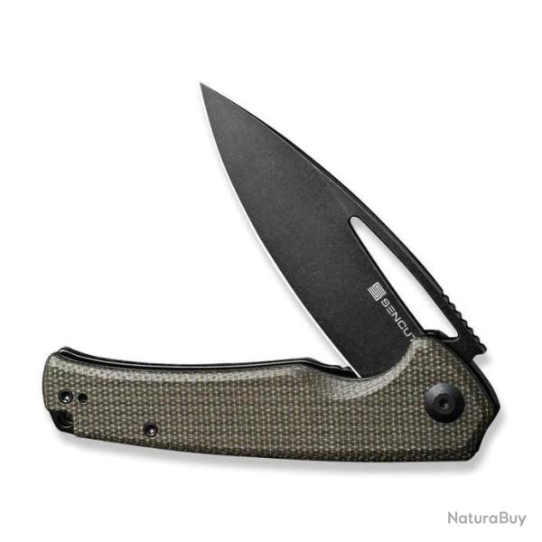 Couteau Sencut Mims Green Manche Micarta Lame Acier 9Cr18MoV IKBS Linerlock Clip S210133