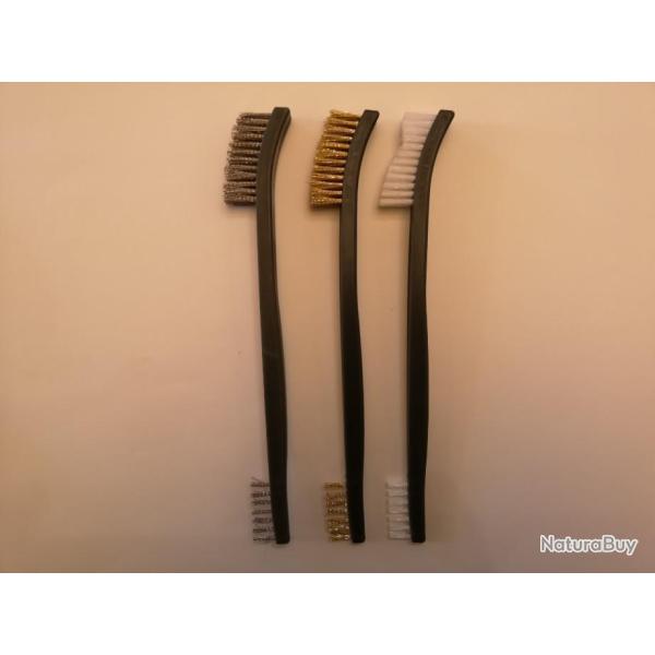Ensemble de 3 brosses de nettoyage plastique laiton acier