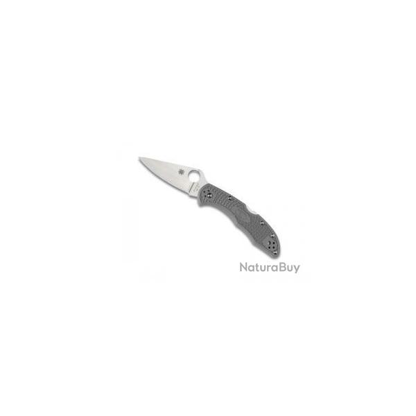 BEL489 COUTEAU FERMANT SPYDERCO "DELICA 4" LAME ACIER, PROFIL PLAT, MANCHE 11CM GRIS NEUF