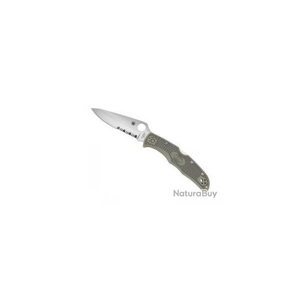 BEL497 COUTEAU FERMANT SPYDERCO "ENDURA 4" LAME ACIER SEMI DENTE MANCHE 12.5CM VERT NEUF