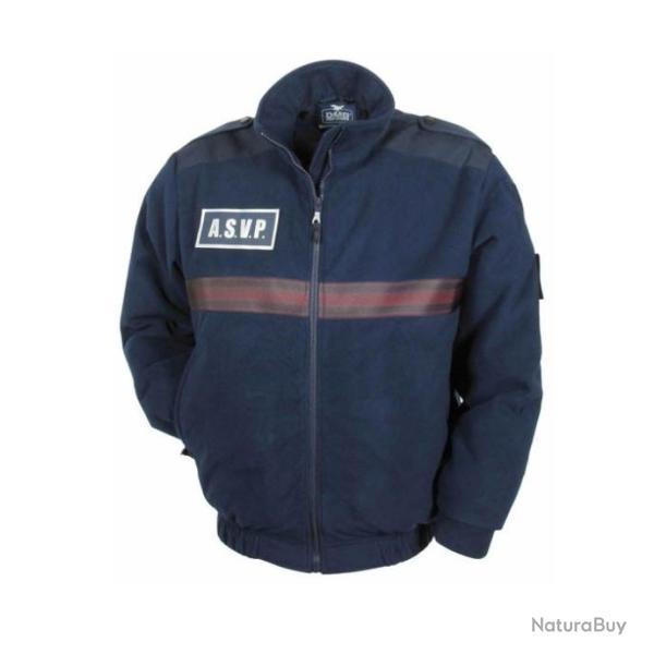 BLOUSON POLAIRE MARINE BANDES BORDEAUX ASVP 4 XL