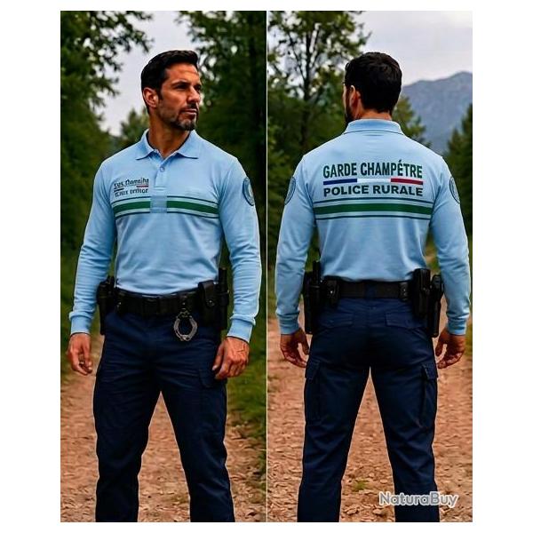 Polo manches longues brod� Garde Champ�tre Police Rurale Conforme au d�cret 2023