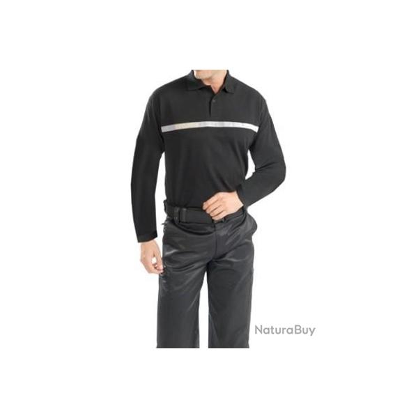 Polo s�curit� manches longues bande grise S
