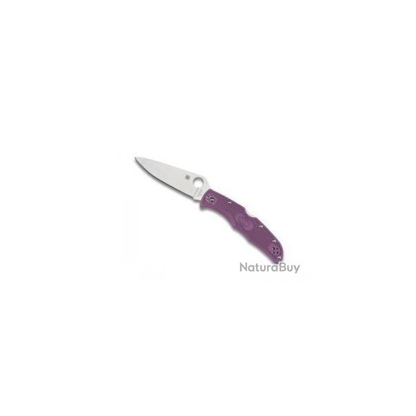 BEL502 COUTEAU FERMANT SPYDERCO "ENDURA 4" LAME ACIER , PROFIL PLAT, MANCHE 12.5CM VIOLET NEUF