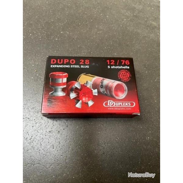 CARTOUCHE/MUNITION A BALLE Expansive DUPO 28 Ddupleks CAL.12/76 MAGNUM PAR 5