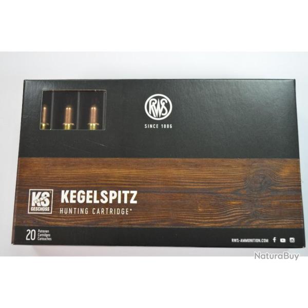 1 BOITE DE 20 MUNITIONS RWS  CALIBRE 7X64  OGIVE KS 10.5G/ 162 GR NEUVE
