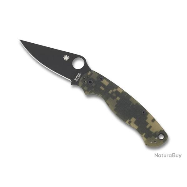 BEL538 COUTEAU SPYDERCO "PARA MILITARY2" LAME NOIR ACIER MEC:  "COMPRESSION LOCK" MANCHE CAMO NEUF
