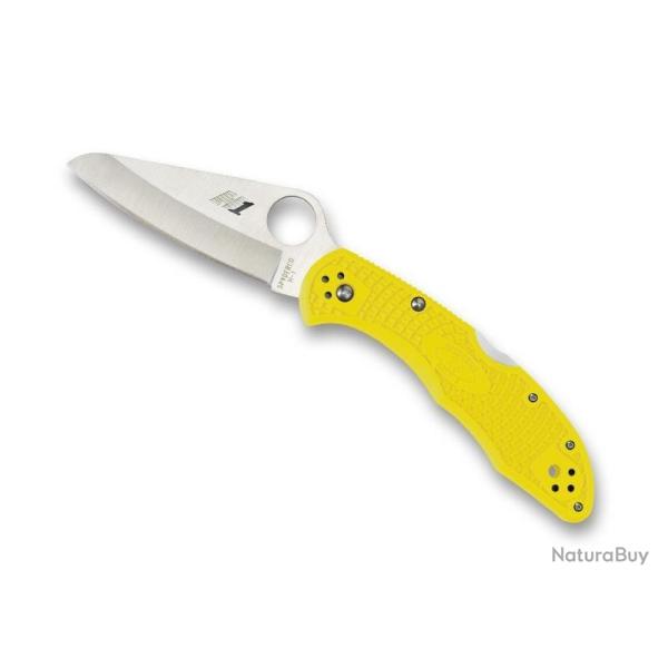 BEL544 COUTEAU SPYDERCO "SALT 2" LAME ACIER H1 A CRAN MANCHE 10CM JAUNE NEUF