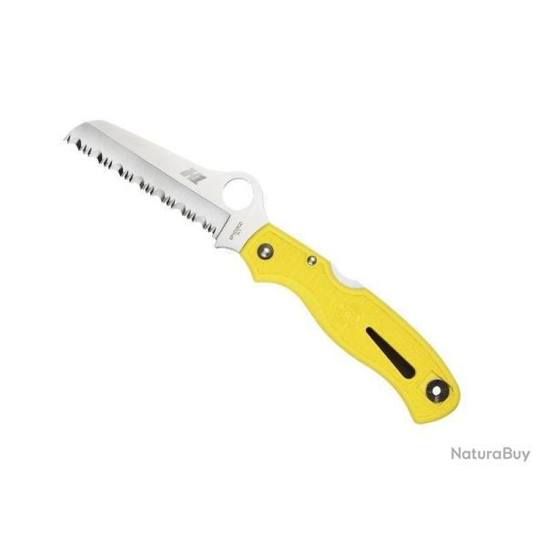 BEL551 COUTEAU SPYDERCO "ATLANTIC SALT" LAME A DENTS ACIER H1 MANCHE 11.5CM JAUNE NEUF