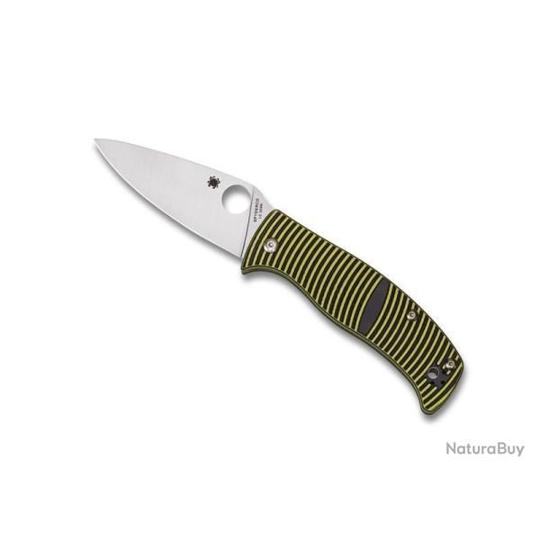 BEL553 COUTEAU SPYDERCO "CARIBBEAN LEAF" LAME ACIER MECAN: COMPRESSION LOCK MANCHE JAUNE/NOIR NEUF