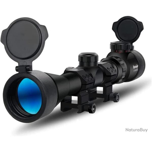 Lunette de vis�e 3-9X40  viseur �clair� Rouge Vert  avec couvercles rabattables