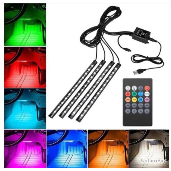 Voiture �clairage Int�rieur de Voiture Lampe Bandes barres Lumineuse LED Ambiance 4 pcs