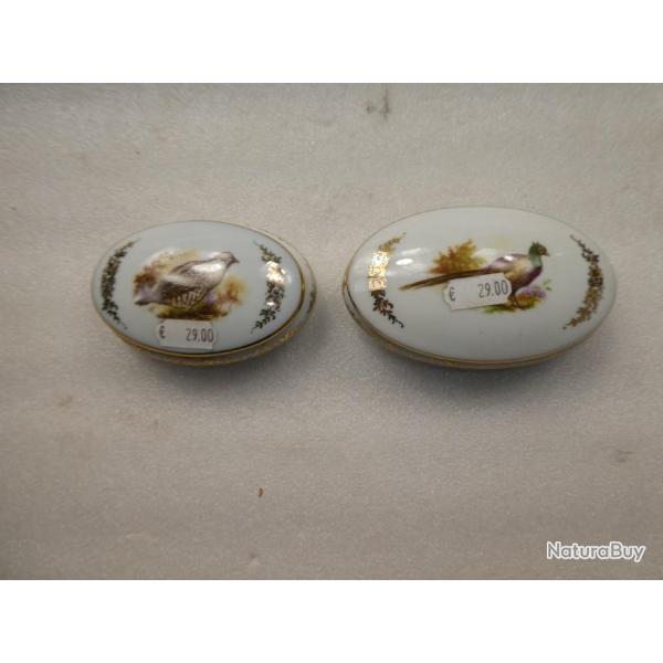 lot de 2 coffrets a bijoux ou autre en porcelaine