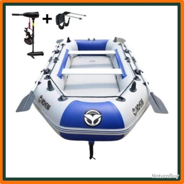 Bateau pneumatique 2/4 personnes - Avec moteur 40LBS 12V + support - BATTERIE MARINE 12V OFFERTE