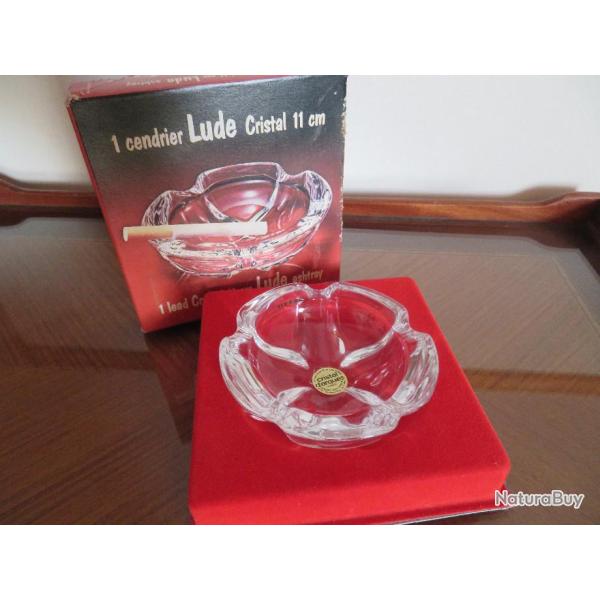 Vintage ann�e Cendrier "Cristal d'Arques", mod�le Lude (Dans sa boite d'origine - �tat NEUF)(XX�me)
