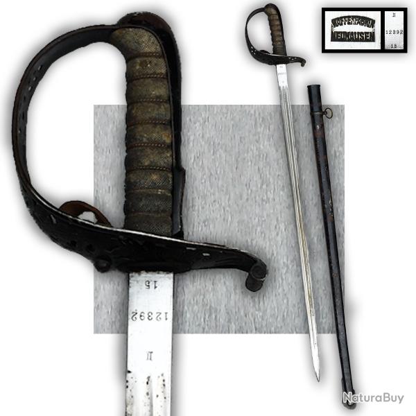 SUPERBE & RARE SABRE D'OFFICIER DE CAVALERIE SUISSE WAFFENFABRIK NEUHAUSEN XIX ORIGINAL �1