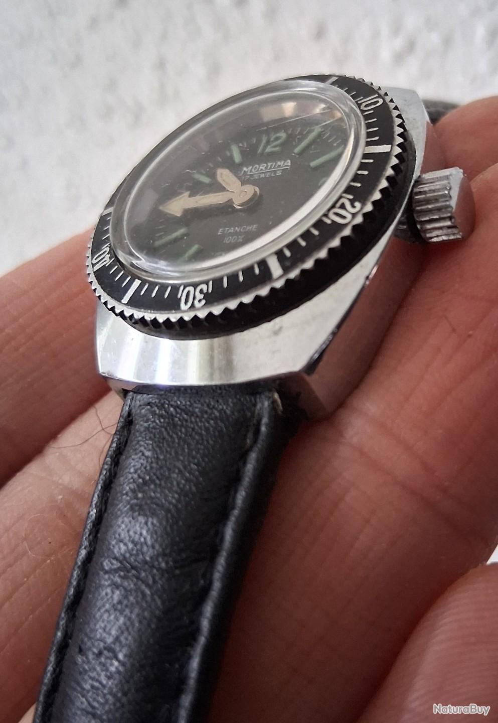 Montre De Plongée Mécanique Mortima Pour Femme Années 70 – Boîtier Argenté, Cadran Argent, Vintage Confirmé