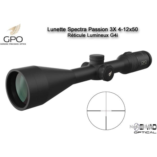Lunette Chasse GPO SPECTRA PASSION 3X 4-12x50  - R�ticule Lumineux G4i SFP