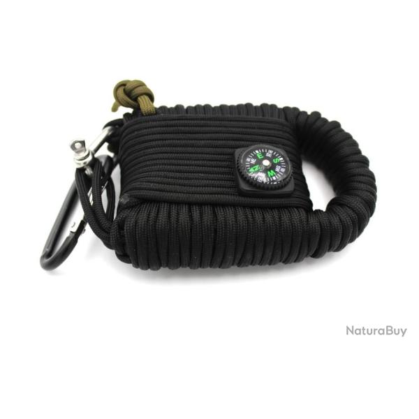 Kit de survie PARACORDE de 23 �l�ments noir