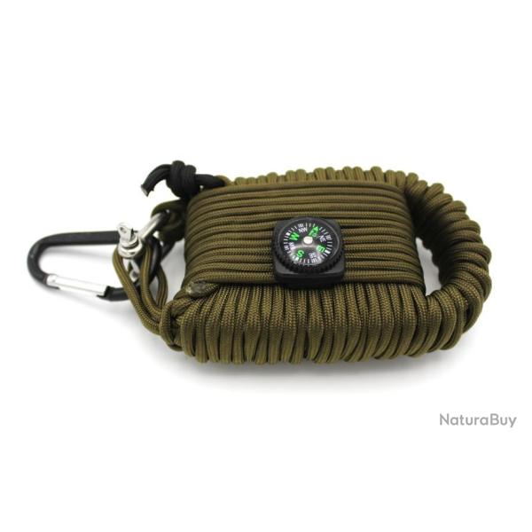 Kit de survie PARACORDE de 23 �l�ments vert
