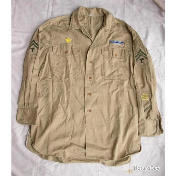 WW2/post US CHEMISE MILITAIRE AM�RICAINE AVEC PATCHS GRADE Specialist Technician 5th DEMOBILIS�