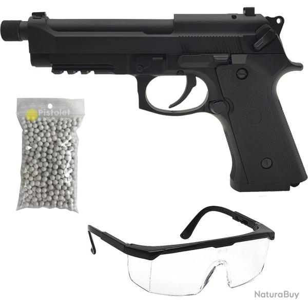 Pack rplique airsoft M9 Mosfet lectrique Noir (Cyma)