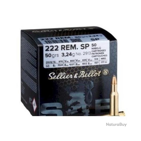 BALLE Sellier & Bellot Cal.222 Rem. SP 3.24g 50gr par 100