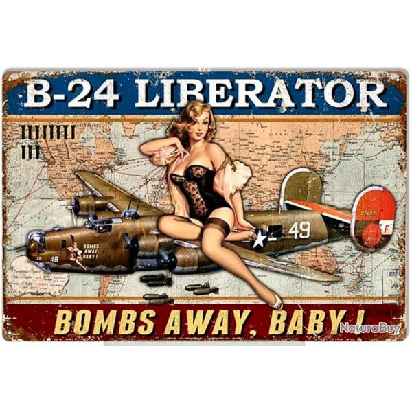 PLAQUE METAL BOMBARDIER B24 PIN'UP WW2
