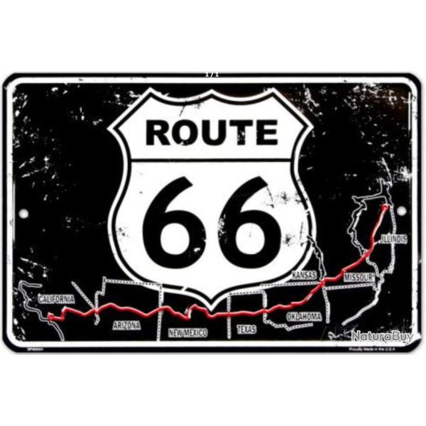 PLAQUE METAL ROUTE 66/USA