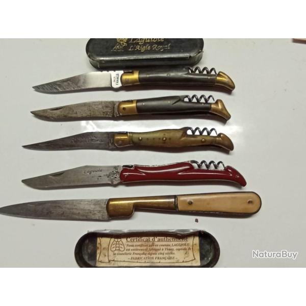 Collection de .3 anciens couteaux Laguiole et un Corse