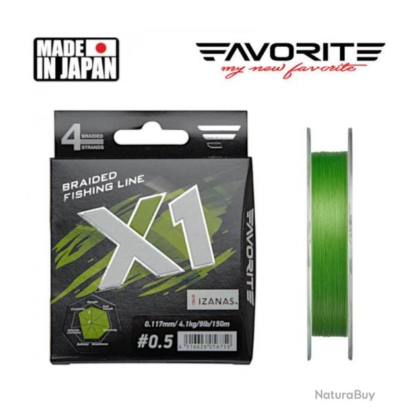 Tresse Favorite X1 PE 4X Light Green 150m 19kg Light Green 150m 29,6/100