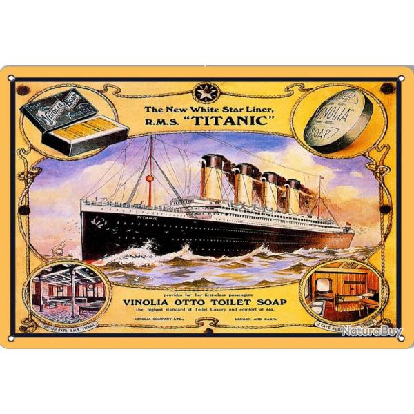 PLAQUE METAL R.M.S. TITANIC /WHITE STAR LINE