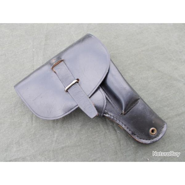 RARE !!!  tui POLICE  cuir noir holster pour pistolet Franais de type 7,65 / 32acp