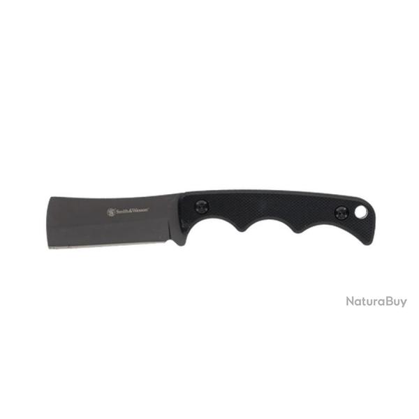 Couteau de Cou Neck Smith&Wesson H.R.T. Cleaver Lame Acier 8Cr13MoV Manche G10 Etui Nylon SW1193153
