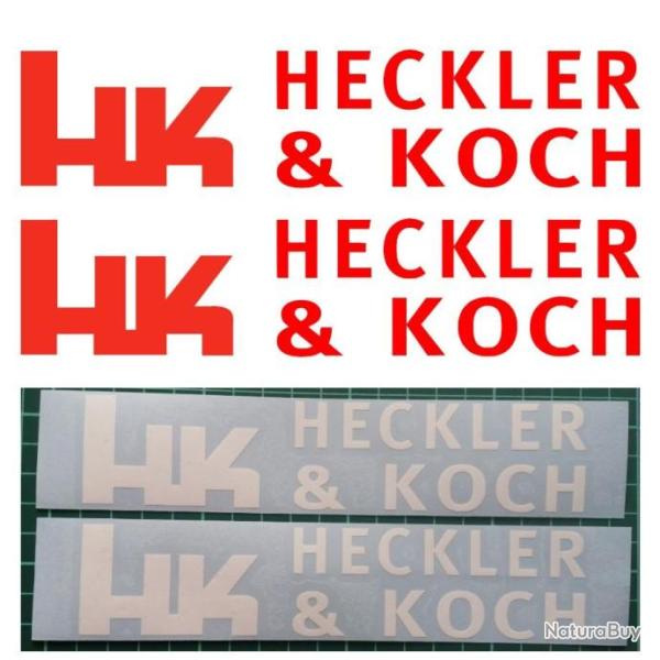 2x Heckler & Koch. autocollants. Taille 170x38mm. 11 couleurs au choix