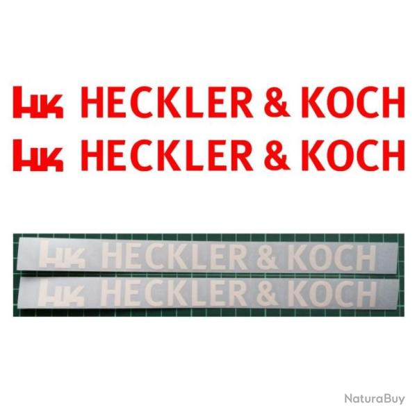 2x Heckler & Koch. autocollants. Taille 220x18mm. 11 couleurs au choix