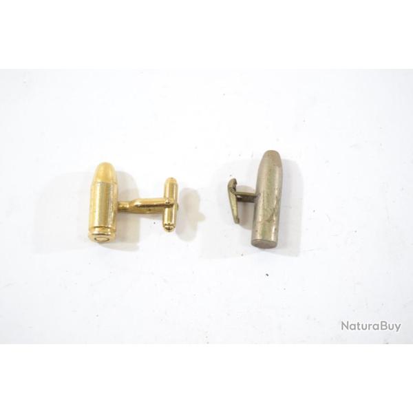 Lot x 2 bouton de manchette en forme de balle et ogive