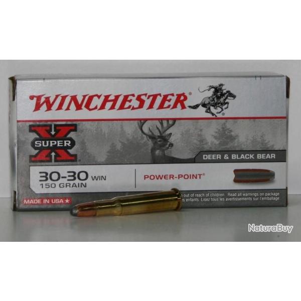 MUNITIONS WINCHESTER POWER POINT 150GR CAL. 30-30 WIN X20