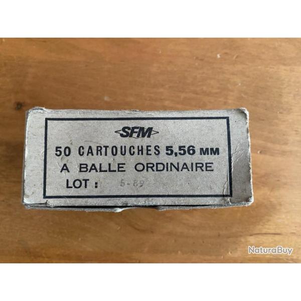 SFM BOITE VIDE POUR 50 CARTOUCHES 5,56 A BALLE ORDINAIRE LOT 5-89 TIR FAMAS EN 90 / 91