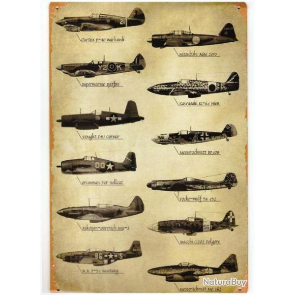 PLAQUE METAL AVIONS WW2/CHASSEURS AERIENS