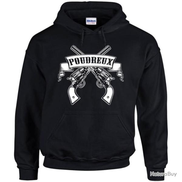 Sweat � capuche - POUDREUX  tir revolver amorce 1075 percussion PNF2 poudre noire PN calibre .44 .45