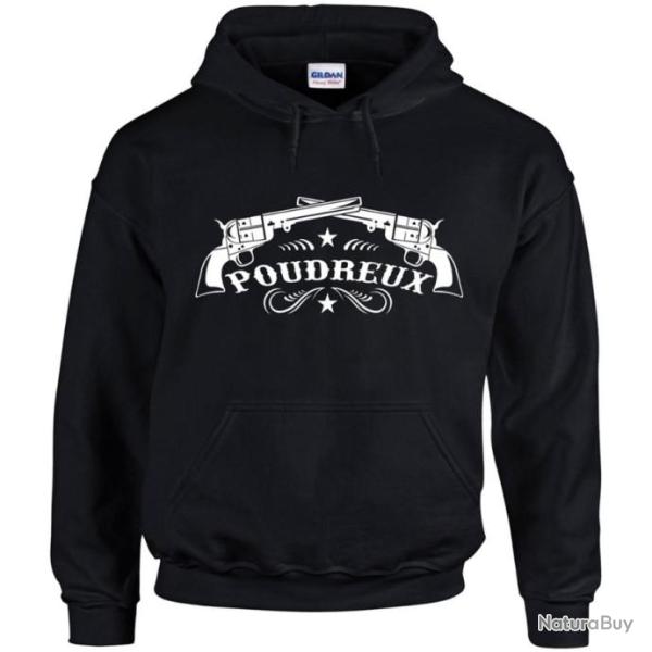 Sweat � capuche POUDREUX tir revolver Colt Remington percussion PNF2 poudre noire PN calibre .44 .45